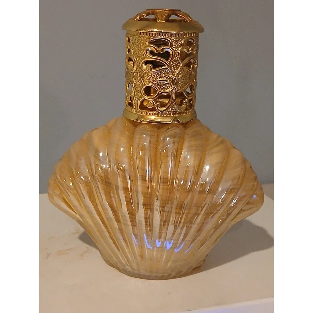 Vtg seashell Shaped art glass fragrance catalytic lamp Marta Harff Perfumum